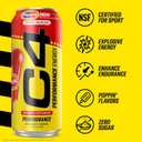 C4 Performance Energy Drink, Cherry Popsicle, Zero Sugar Carbonated Preworkout Energy, 200mg Caffeine with Beta Alanine, 16 Fl Oz (12 Pack) (EXP 04/30/27)