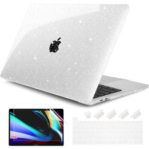DONGKE for MacBook Pro 13 inch Case 2023 2022 2021 2020 Release Model A2338 M2/M1 A2289 A2251 with Touch Bar & Touch ID, Glitter Bling Plastic Hard Shell Case & Keyboard Cover, Star Clear