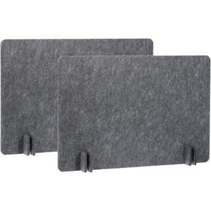PATIKIL Desk Divider, 2 Set 24 x 16 Inch Acoustic Freestanding Desk Divider Desk Privacy Panel with 8 Pcs Support Feet for Library Office Workstation, Dark Grey