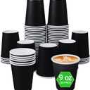 120-pack 9oz Leak proof Black Paper Cups - Disposable paper cups for hot drinks, cold drinks, coffee cups, tea, and other beverages - Holiday Party DIY Office Drinking Cup Supplies (Black)