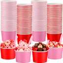48 Pcs 9 oz Valentine's Day Treat Snack Cups with Spoons Red and Pink Ice Cream Bowls Treat Snack Dessert Cups Paper Soup Bowls for Hot or Cold Food Holiday Party Favor Supplies