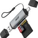 acer SD Card Reader USB C, Dual Slots USB 3.0 Type C to Micro SD Card Adapter, Memory Card Reader for MicroSD, SDHC, SDXC, Compatible with Laptop, PC, iPhone16/15, MacBook Pro/Air, iPad Pro, Android (Grey)