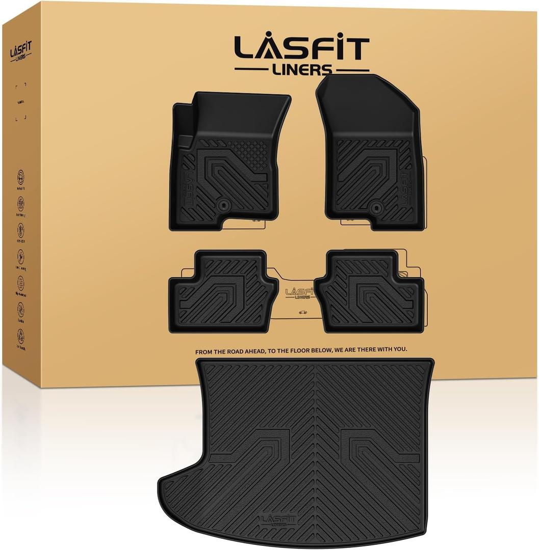 LASFIT Floor Mats for Jeep Compass 2007-2016 2017All Weather, TPE, Custom Fit, Car Mats, Floor Liners, Cargo Mat, Trunk Liner, Black