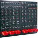 Daanxw Pegboard kit with Accessories,Includes 2 Pack 16" X 24" Steel Pegboard and 120 PCS Varied Pegboard Accessories,can be Used for Tool Storage and Garage Organization. (Red Box)