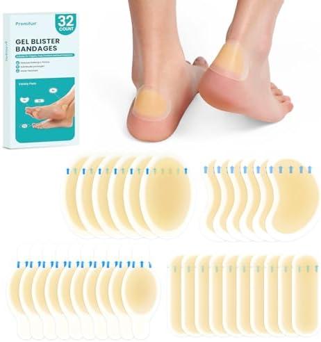 Hydrocolloid Gel Blister Bandages Pads - (Variety Pack) Promifun 16ct Waterproof Adhesive Blisters Bandages - Blister Pads for Heel, Foot, Toe, Feet - Gel Blister Chshions for Prevention & Recovery