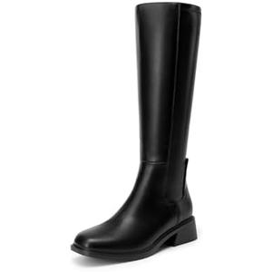 DREAM PAIRS Women's Knee High Boots Square Toe Low Block Heel Casual Comfort Riding Long Boots with Side Zipper (Size 8), Black