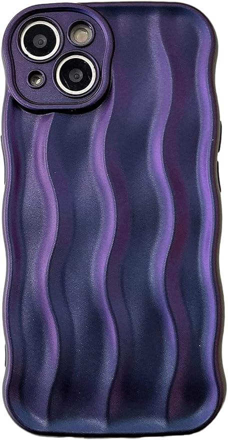 wahhle Water Ripple Pattern Curly Wave Frame Soft Cute Phone Case Cover for Men Women Girls(iPhone 13 Pro Max,Yellow)