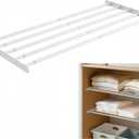 Expandable Closet Shelf Wall-Mounted Metal Storage Rack Adjustable Closet Rod DIY Divider Separator Space Saving for Cabinet Wardrobe Cupboard Kitchen Pantry Cupboard, 31.4-42 Inches (79.8-106.7cm/31.4-42inches)