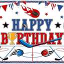 72x43inch Fabric Ice Hockey Happy Birthday Backdrop Helmets Sport Rink Theme Photography Background Kids Boys Game Party Decorations Photo Banner Props