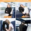Sunany Travel Pillow, Upgraded Plane Pillow for Long Flights, Inflatable Neck Pillow Used for Airplanes, Cars, Buses, Trains, Office Napping with Eye Mask, Earplugs (Black)