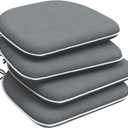 DYTXIII Set of 4 Outdoor Chair Cushions with Ties,Water Repellent Patio Chair Pads 17"x 16" for Outdoor Furniture,Round Corner Seat Cushions for Garden Yard Kitchen Textured Gray, Pack of 4