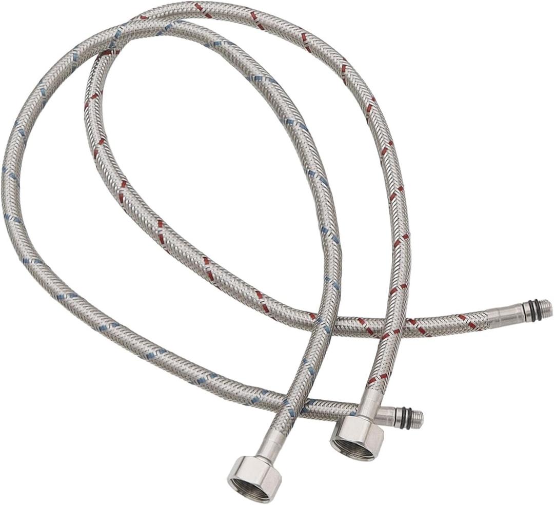 BWE 32-Inch Long Bathroom Kitchen Faucet Connector Braided Stainless Steel Supply Hose 1/2-Inch Female Compression Thread x 2 Pcs (1 Pair)
