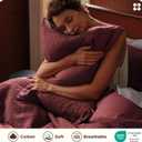 Bedsure Cotton Duvet Cover Queen - 100% Cotton Waffle Weave Maroon Red Duvet Cover Queen Size, PureWoven Breathable Bedding Set for All Season, 3 Pieces, 90"x90"