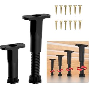 SKMYL Adjustable Height Center Bed Support Leg for Sagging Shelf, Furniture Legs for Frame,Slat and Riser, Adjustable Height 3.5"-6.3" (4PCS)