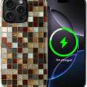Magnetic Case for iPhone 16 Pro,Compatible with MagSafe Mosaic Tile Elegant Colorful Design Hybrid Dual Protection Silicone + Hard PC Shockproof Full Body Cover Case for Men Women