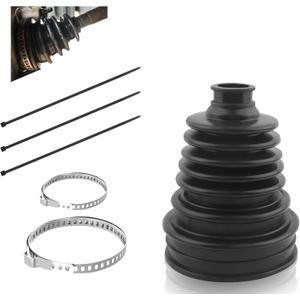 1PC CV Boot with 2 Stainless Steel Clamps & 3 Cable Ties,Waterproof & Dustproof CV Axle Boot Repair Kit for Protect Axle,Universal CV Joint Boot Fits for Most Cars (1PCS)