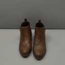 Mysoft Women's Ankle Boots Low Chunky Heel Round Toe Casual Comfortable Short Booties with Side Zipper (7 Wide, Khaki Pu)