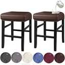 HFCNMY Stool Covers Rectangle, Stretch Waterproof PU Rectangle Bar Stool Covers Vanity Stool Cover Washable Counter Stool Covers Saddle Seat Cover with Elastic Bands(2 Pack, Coffee)