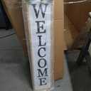 Surfapans Welcome Sign for Front porch Standing 45"X9"Large Wood Frame Outdoor Tall Welcome Signs Vertical Decor for Farmhouse Rustic Home Modern Outside Front Door Wall Decorations (Wood White)