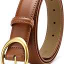 Womens Belt - CR Leather Belt Women Casual for Jeans Pants Dress - Belts with Gold Buckle for Women Fashion (27-28(Fit Pants 2), Tan)