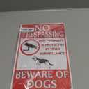 Beware Of Dog Sign No Trespassing Sign Dog Warning Signs For Fence Guard Dog On Duty Yard Sign This Property Is Protected By Video Surveillance Beware Of Dogs Metal Tin Sign 8×12 Inch