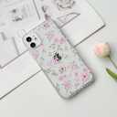 2 x Lovmooful Compatible for iPhone 11 Case Cute Clear Flower Floral Leaf with Aesthetic Design for Girls Women Soft TPU Shockproof More Protective Girly for iPhone 11 Case-Pink Flower