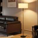 Karjoefar 2-Light Floor Lamp, Mid Century Floor Lamp with White Fabric Shade, Standing Lamp Tall Lamp for Living Room Bedroom, 3 Color Temperatures 9W Bulb Include