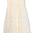 Speechless Girls' Puff Sleeve Square Neck Smocked Floral Midi Dress (White)