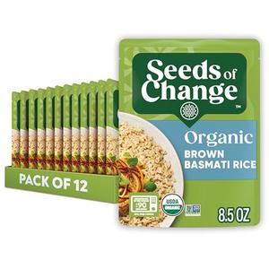 SEEDS OF CHANGE Certified Organic Brown Basmati Rice, Organic Food, 8.5 OZ Pouch (Pack of 6) By 11/2026