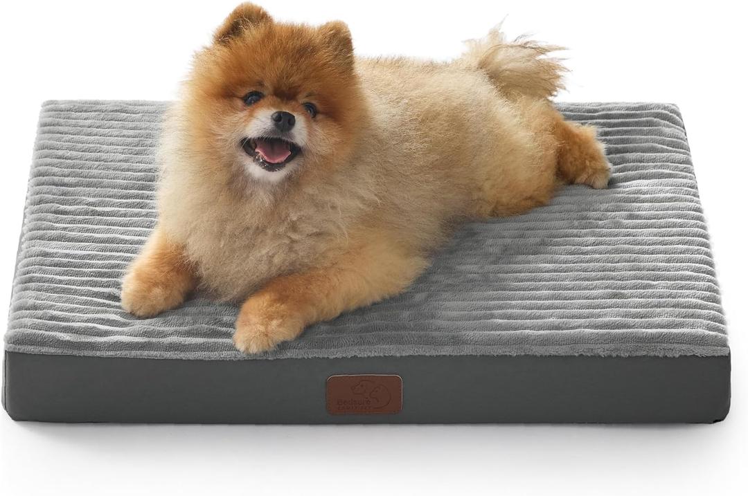 Bedsure Dog Bed for Small Dogs - Orthopedic Pet Beds with Removable Machine Washable Cover, NOT Waterproof Egg Crate Foam Puppy Mat, Suitable for Pet Up to 20 lbs, 23"x17"x2.8", NOT for Chewers (Charcoal Grey)