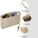 Toiletry Pouch 19 26 Bag Organizer Insert for Cosmetics Tidy Organizer,Felt Purse Organizer Insert Ladies Tote Handbag Liner Pocket Organizer with Keychain & Gold Buckle & Zip(Large-26,Beige)