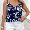 MakeMeChic Women's Plus Size Camisole Floral Print Spaghetti Strap Sleeveless Cami Top (XL)
