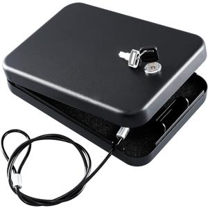 Dalmbox Gun Safe for Pistols Small Handgun Lock Box with Combination Lock Portable Travel Pistol Safe for Car, Home, Travel (Black)