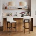 Nathan James Gracie Scandinavian Bar Stool with Back, Wooden Bar Stool for Kitchen Island with Boucle Upholstery, Cream Boucle/Dark Brown, Set of 2, Bar Height - Set of 2