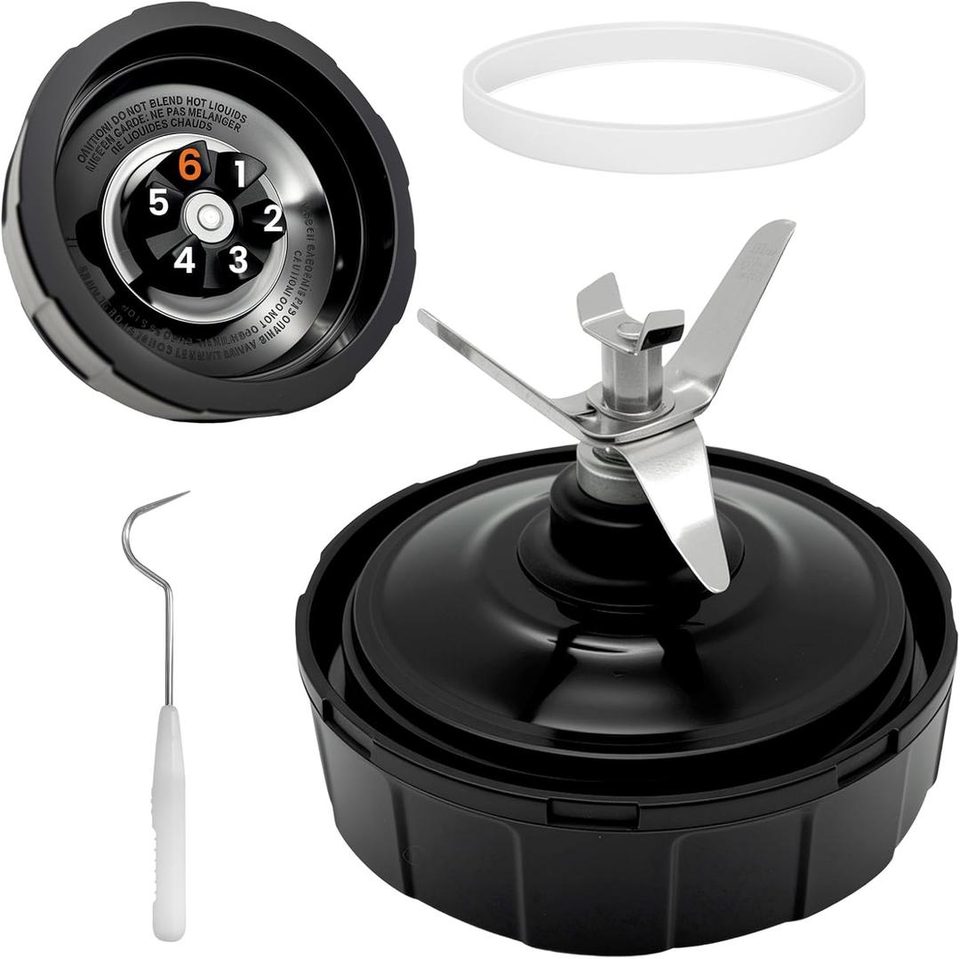 6 Fins Blender Blades Replacement for Nutri Ninja iQ 900 Watts/ 1000W, Blender Blade Replacement Parts for Ninja Compatible with BL480 BL451-70 BL454-70 BL480-70 BL481-70 (4 Inch 18 24 32 oz ONLY)