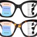 Progressive Multifocal Reading Glasses for Women, Oversized Blue Light Blocking Computer Readers Spring Hinge
