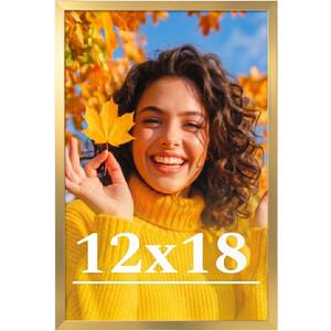 12x18 Picture Frame for Wall Display, 12x18 Gold Picture Frame with Shatter Resistant Plexiglass, Stable and Sturdy 12 x 18 Poster Frame for Wall Display, Handpicked Gift Collection, 1 Pack
