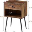 VECELO Nightstands Set of 2, Mid Century Modern End Bedside Table, Night Stand with Storage Drawer and 2 Tiers Open Shelf for Small Place, Bedroom, Living Room, Easy Assembly, Rustic Brown
