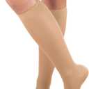 Truform Women's Compression Stockings, 15-20 mmHg, Knee High Length, Closed Toe, Opaque, Beige, Small