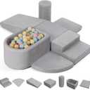 little dove 7-Piece Toddler Climbing Toys Indoor, Soft Foam Climbing Blocks with Ball Pit (Balls Not Included), Durable Climbing Toys for Toddlers 1-3, Climb and Crawl Play Set with Widended Velcro (Extra Large)