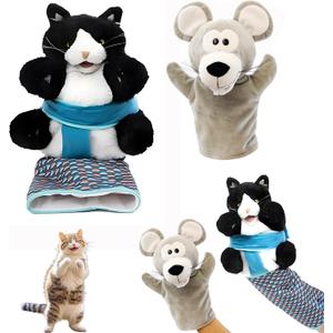 Mouse and Cat Wrestling Toy Puppet, Wrestler Play Doll Glove, Animal Arm Hand Funny Interactive Mice Cat Toy for Pet Lovers