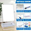 Dry Erase White Board with Stand Double Sided 36"X24" Magnetic U Standing Easel Whiteboard, Height Adjustable & 360 Rotation Portable White Boards for Classroom, Home & Office