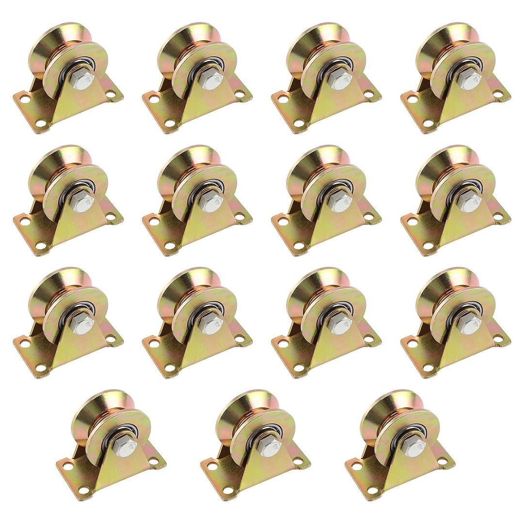 LEXININ 15 Pack 2 Inch V Groove Wheel, V Type Groove Wheels Pulley, Rigid Casters for Swing Sliding Gate