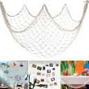 80x40 Inch Fishing Net Decor, 3mm Beige Natural Cotton Large Decorative Fish Netting Table Runner, Wall Ceiling Halloween Party Decorations for Pirate Under The Sea Nautical Mermaid Themed Party