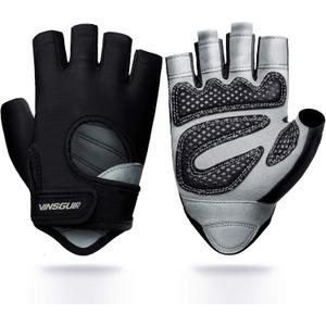 VINSGUIR Workout Gloves for Men and Women, Weight Lifting Gloves with Excellent Grip, Lightweight Gym Gloves for Weightlifting, Cycling, Exercise, Crosstraining, Pull ups, Fitness, Climbing and Rowing (Medium, Black)