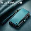 Defencase for Google Pixel 10/Pro Case, RFID Blocking Wallet Case for Pixel 10 & 10 Pro Soft PU Leather Magnetic Snap Flip Zipper Strap Card Holder Phone Cases for Women Men, Blue Green