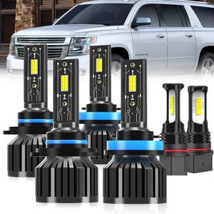 For 2015-2020 Chevy Suburban light Bulbs, 9005 High Beam H11 Low Beam PSX26W Fog Light Combo, 6PCS