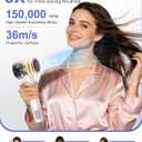 Ionic Hair Dryer, 150,000 RPM High-Speed Professional Blow Dryer for Fast Drying, 500M Negative Ions & Thermo-Control, Magnetic Nozzle, Low Noise & Lightweight for Home and Travel, White