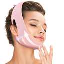 Juskaa Reusable V Line Lifting Mask with Chin Strap for Sleeping,Face Lift Prevent Sagging, Jaw Exerciser,pink