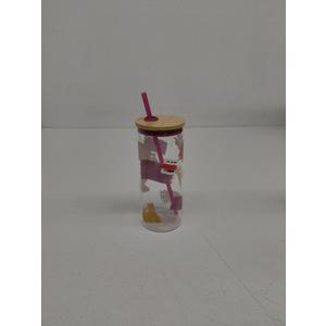 Multi-function Glass Cup with Lid Transparent Juice Tumbler with Straw for Cold Beverages for Home Cafes and Parties 20 oz